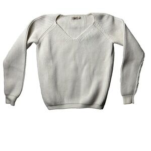 Faherty Pacifica Sweater Organic Cotton White Preppy Pullover Sz XS Heavyweight